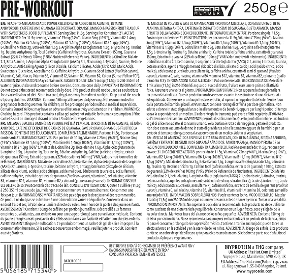 MyProtein Pre Workout Blend Orange Mango and PassionFruit 250g