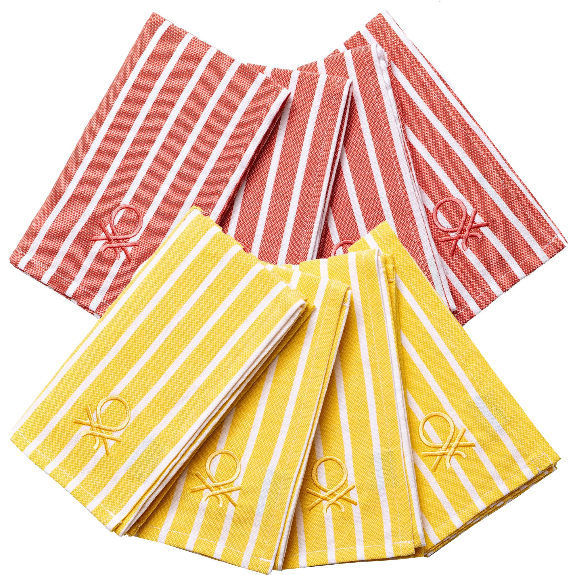 UNITED COLORS OF BENETTON. Confezione 8 Strofinacci da Cucina 50 x 70 cm 170 gsm 100% Cotone in Colore Rosso e Giallo, 50x70 c/u