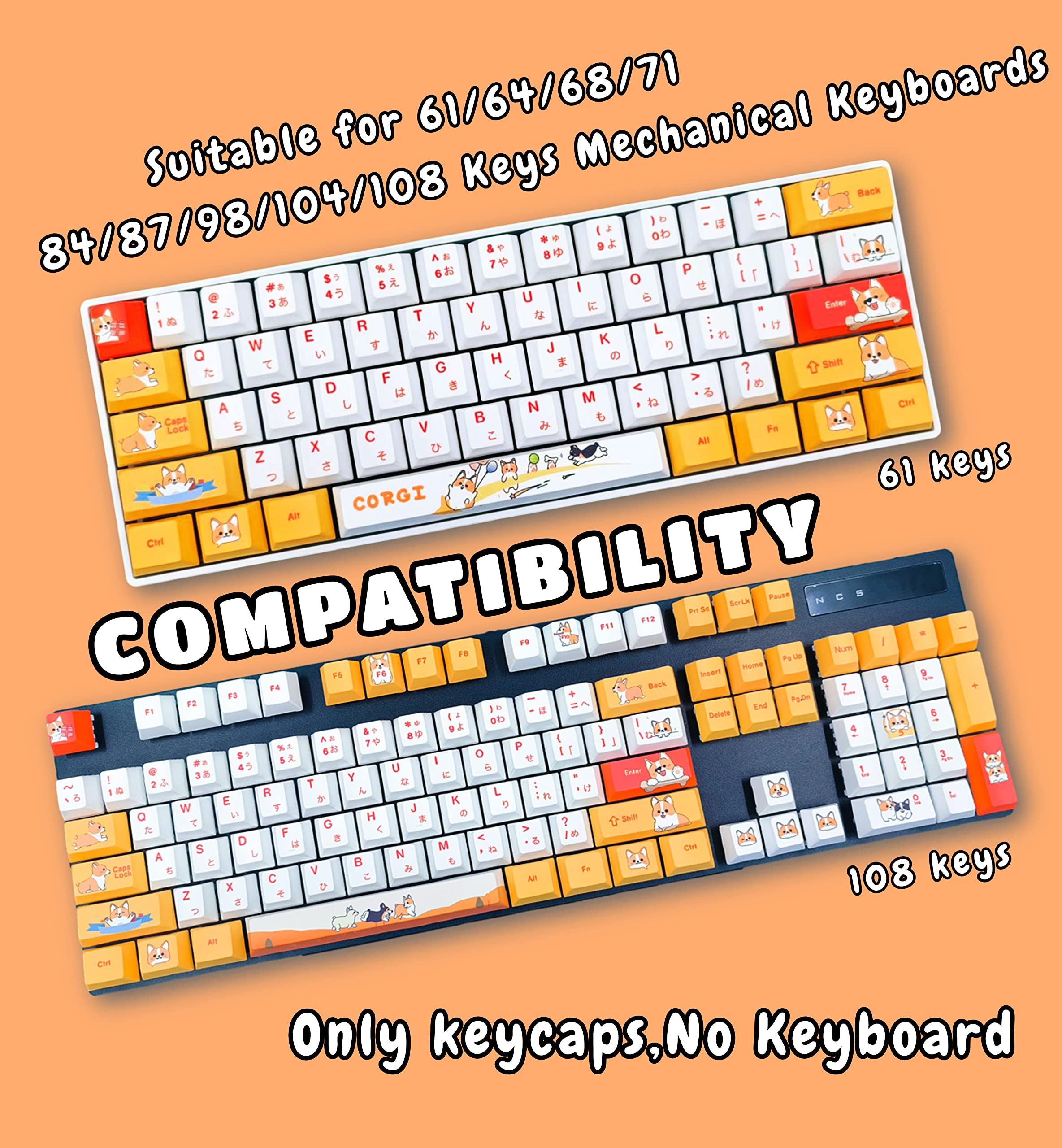 Amazon.com: POPKEEY Corgi Dog Japanese Keycaps for Cherry MX