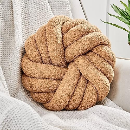 Miniatura 20 de Uvvyui Almohadas de Nudo, Almohadas Decorativas de 14 Pulgadas, Almohadas Redondas, Cojín Suave Hecho a Mano, Almohada de Bola Anudada, Cojín