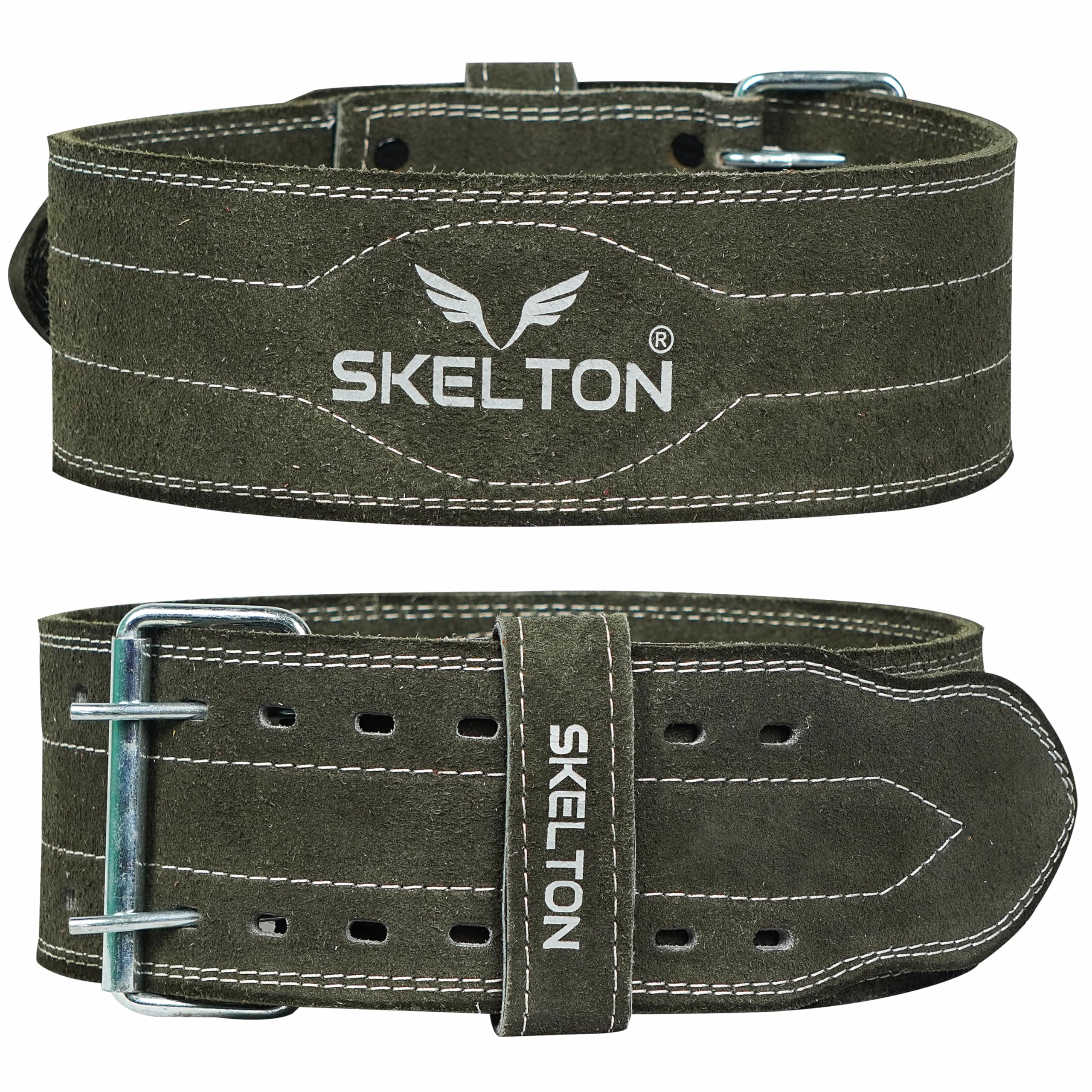 Skelton Weight Lifting Gym Belt | Weight Lifting Belt for Heavy Workout for Men & Women | Heavy Weight Lifting Belt | Dead Lift Belt | (Olive Green, M)-image-33