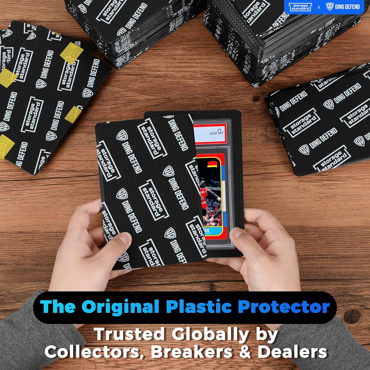 Ding Defend 4x6 Black Trading Card Shipping Protector 110 Pack - Sports Card Protectors Hard Plastic w/Rounded Corners, Hobby Shipping Shield for Graded Cards, Slabs, Top Loaders