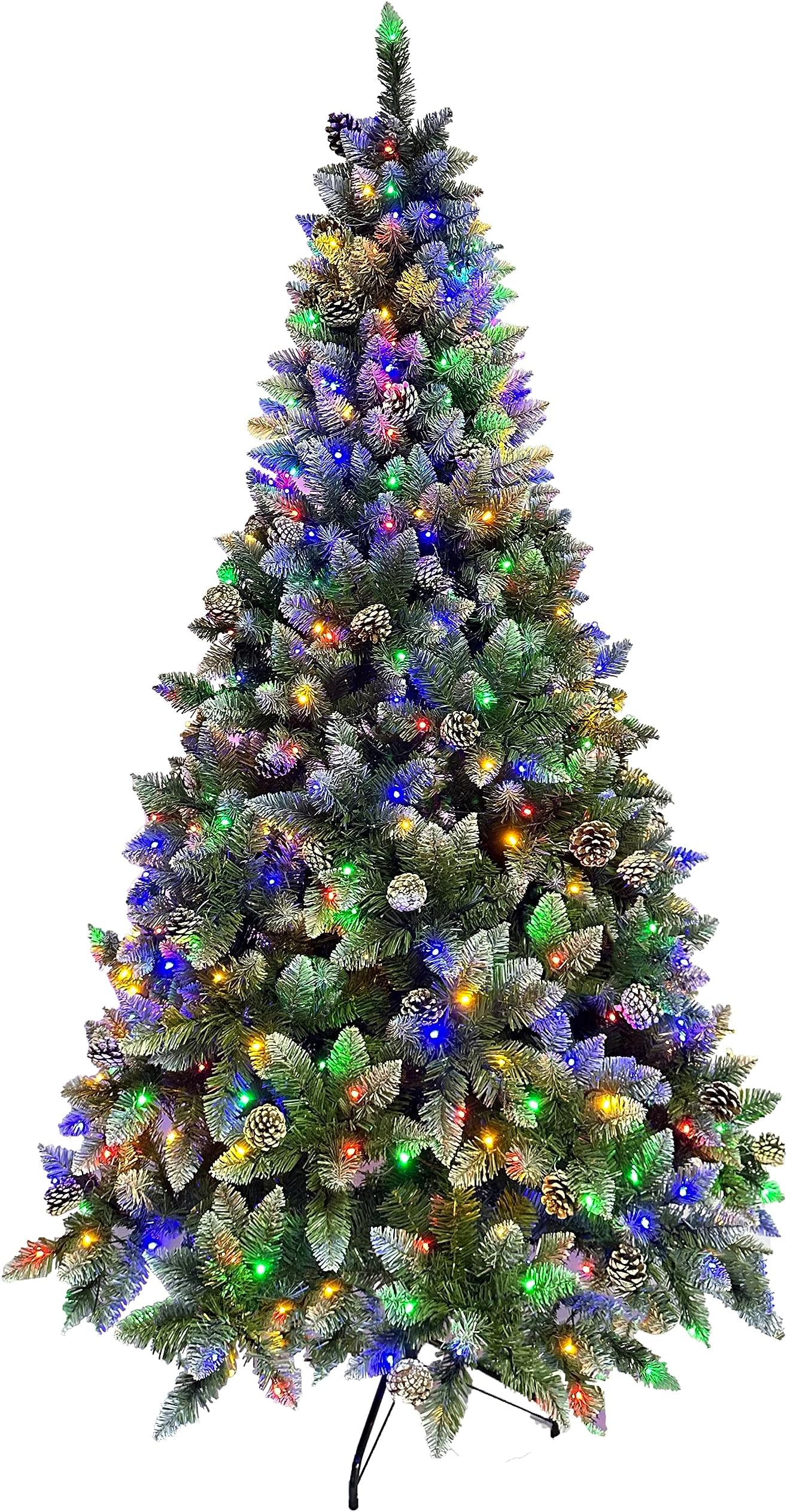Asinse 7ft Prelit Artificial Hinged Christmas Tree with 500 Multi-Color Light...