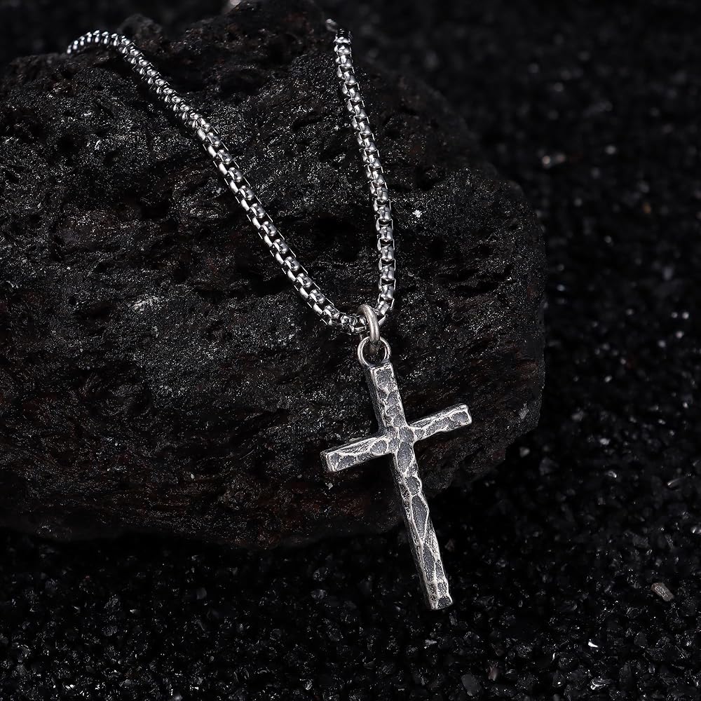 YADOCA 925 Sterling Silver Cross Necklace Men - Oxidized Sterling