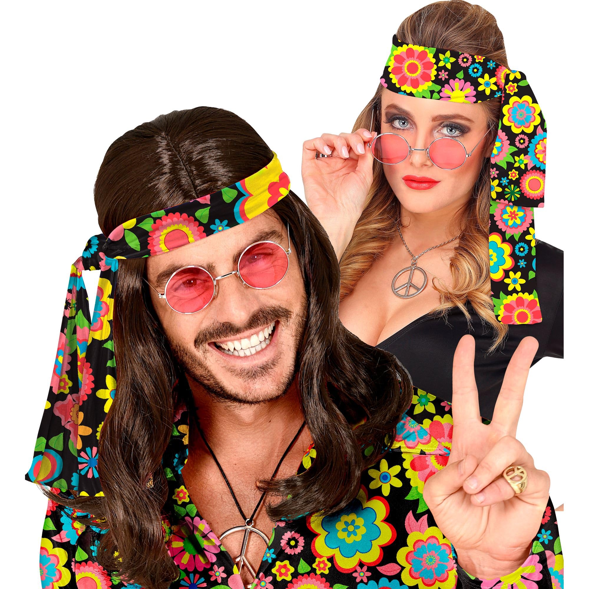 W WIDMANN MILANO Party Fashion - Headband 60s & 70s, hair band, hippie, flower power, accessories, carnival