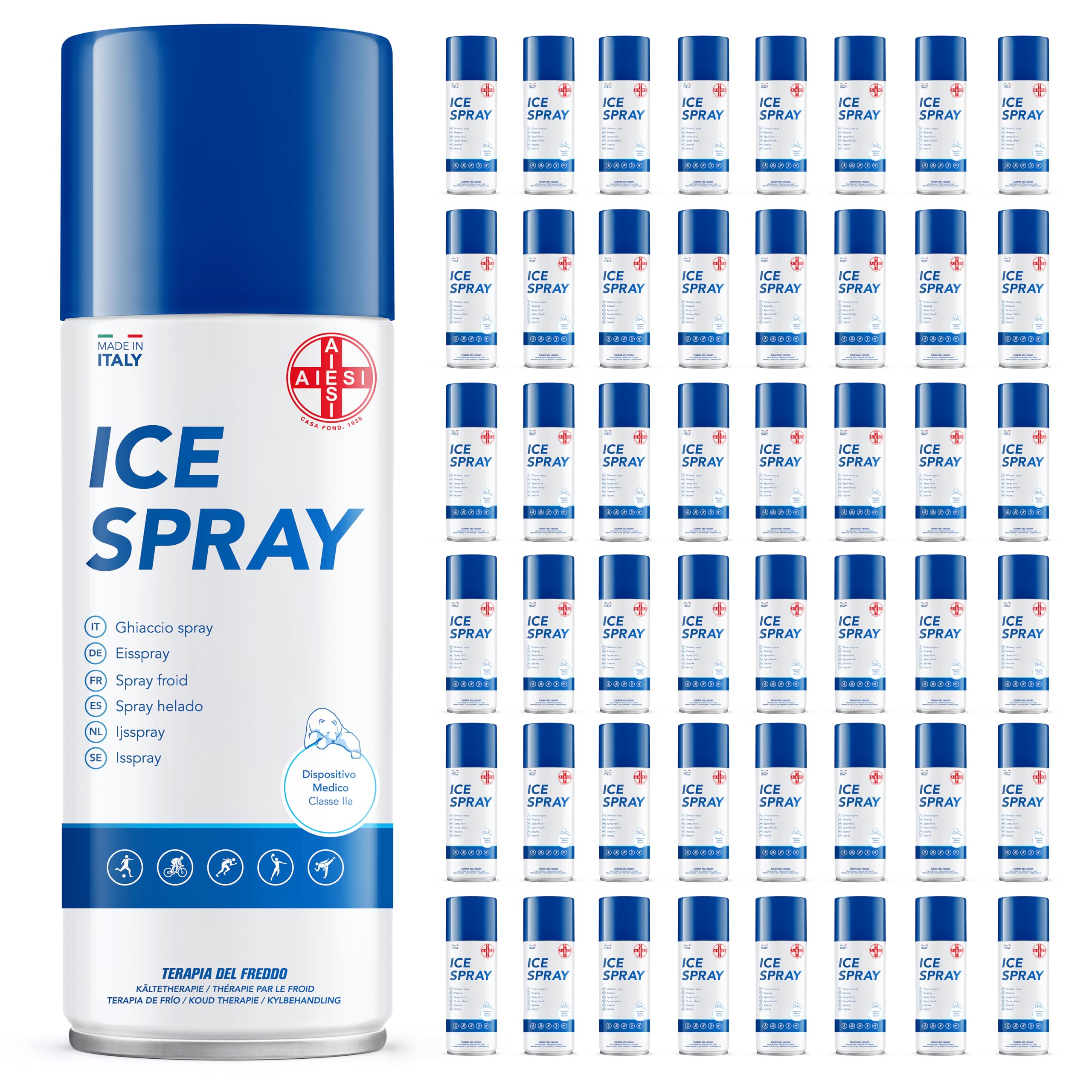 AIESI® Ghiaccio Spray sport (48x400 ml) al mentolo ICE SPRAY, Made in Italy