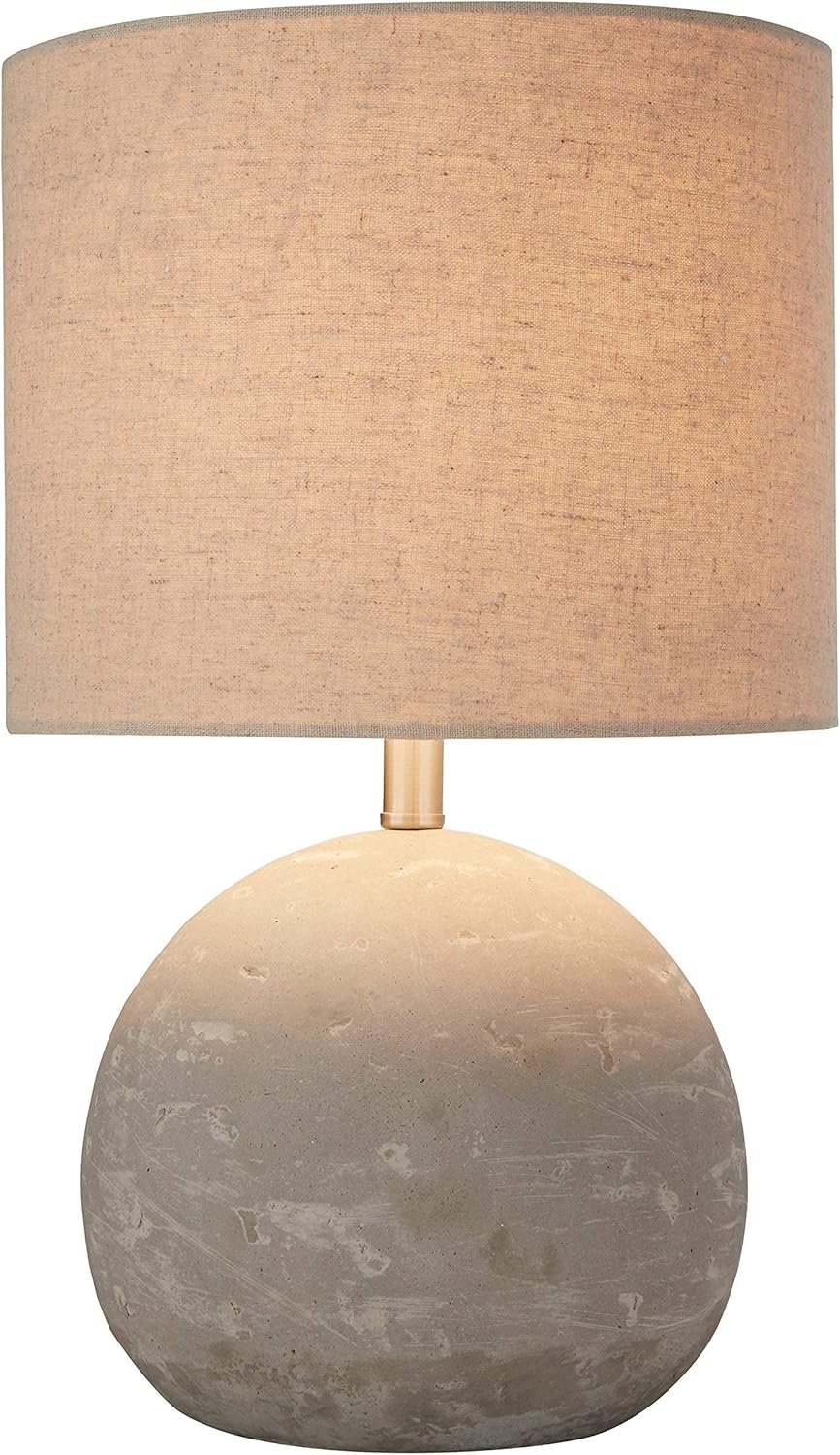 Flash Deals - 40% OFF Amazon Brand – Stone & Beam Industrial Round Concrete Table Desk Lamp with Light Bulb and Beige Shade, 16H
