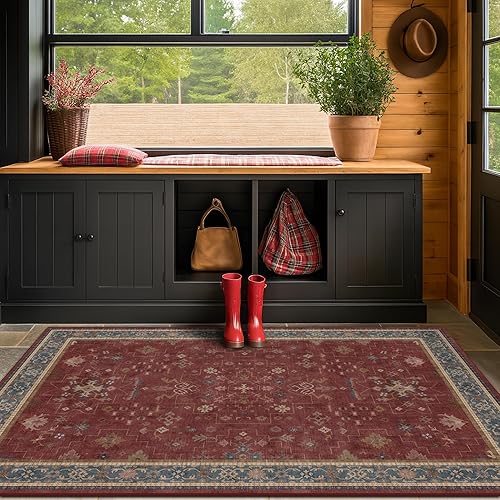 Miniatura 123 de Alfombra Boho Negra para Sala de Estar - Alfombra de Área Lavable de 10x14 Pies, Alfombras de Comedor para Debajo de la Mesa, Alfombra Suave de Pelo