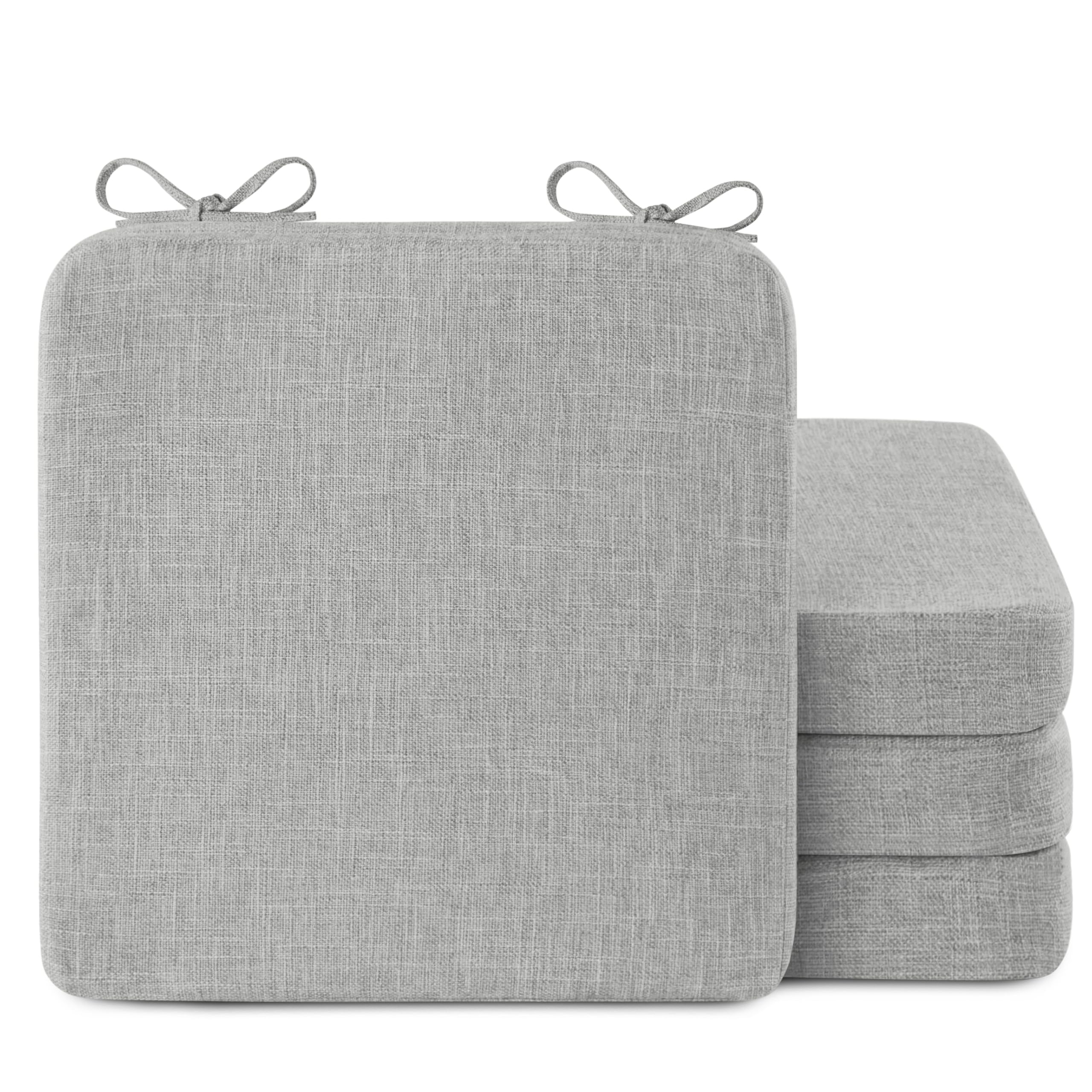 AddGrace Square Chair Cushions for Dining Chairs 16x16x2inch (4, Light Grey)