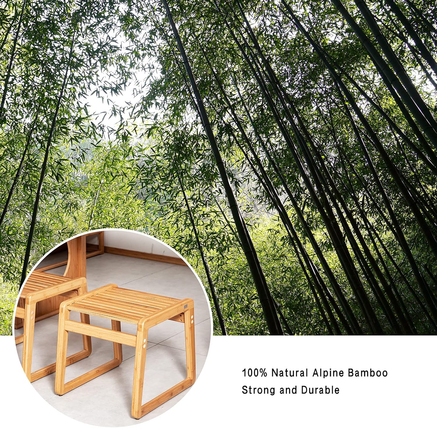 JIKUGO Bamboo Detachable Soft Square Chair - Dining Chair,Plain Bamboo Seat for Home and Kitchen(Wood Color) - Chairs