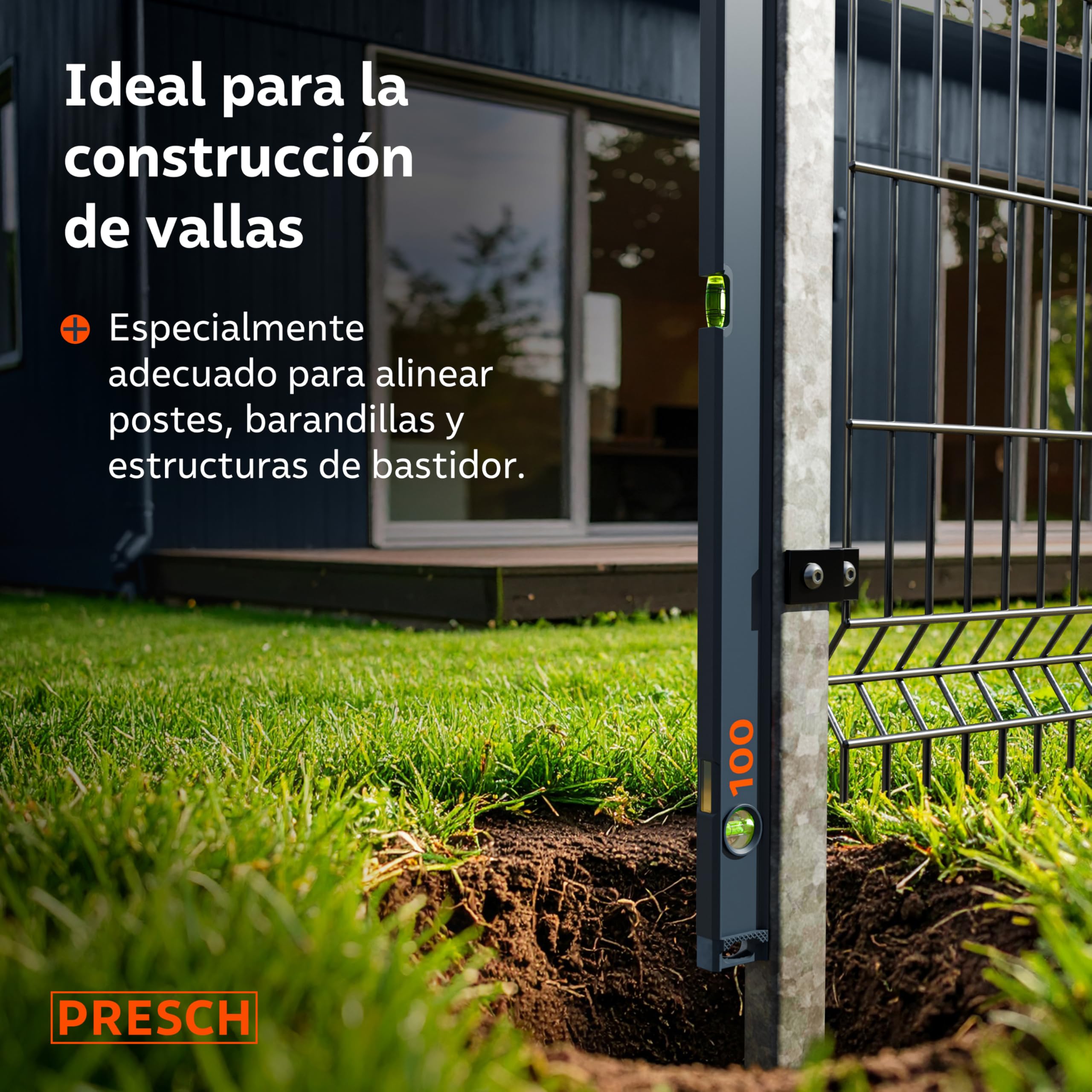 Presch Juego de Niveles Magnéticos 3 pzs. - 40cm, 60cm y 100cm - Ampolla irrompible con pendiente 2% - Ventana de lectura vertical - Tapones antideslizantes innovadores - Niveles de burbuja