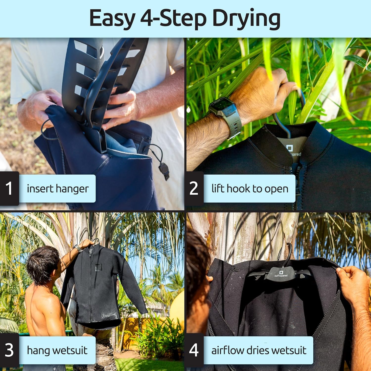 Wetsuit Hanger – Quick-Dry, Foldable & Vented Hanger for Scuba, Surfing or Swimming Gear – Ideal for Wetsuits, Drysuits, Rash Guards & Board Shorts