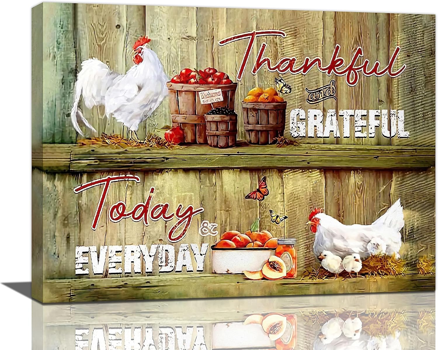 Taimeng Farmhouse Chicken Kitchen Decor Wall Art Country