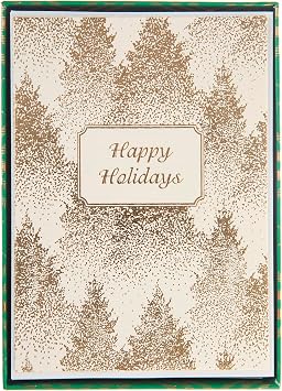 Graphique Gold Dotted Trees Holiday Cards | Pack of 15 Cards with Envelopes | Christmas Greetings | Gold Foil Accents | Boxed Set | 4.75" x 6.625"