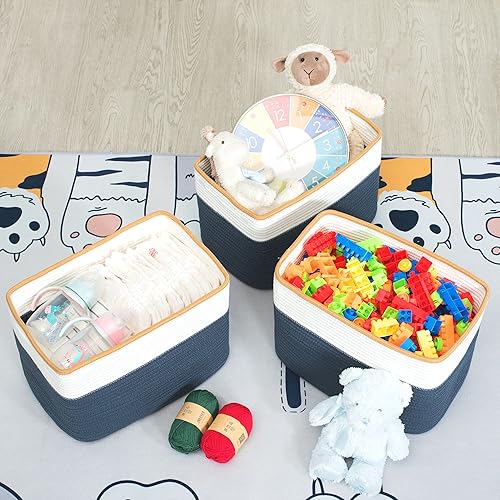 Miniatura 6 de MINTWOOD Design Cesta de almacenamiento para estantes, cestas decorativas para organizar, cesta de libros, caja de cubo de almacenamiento,