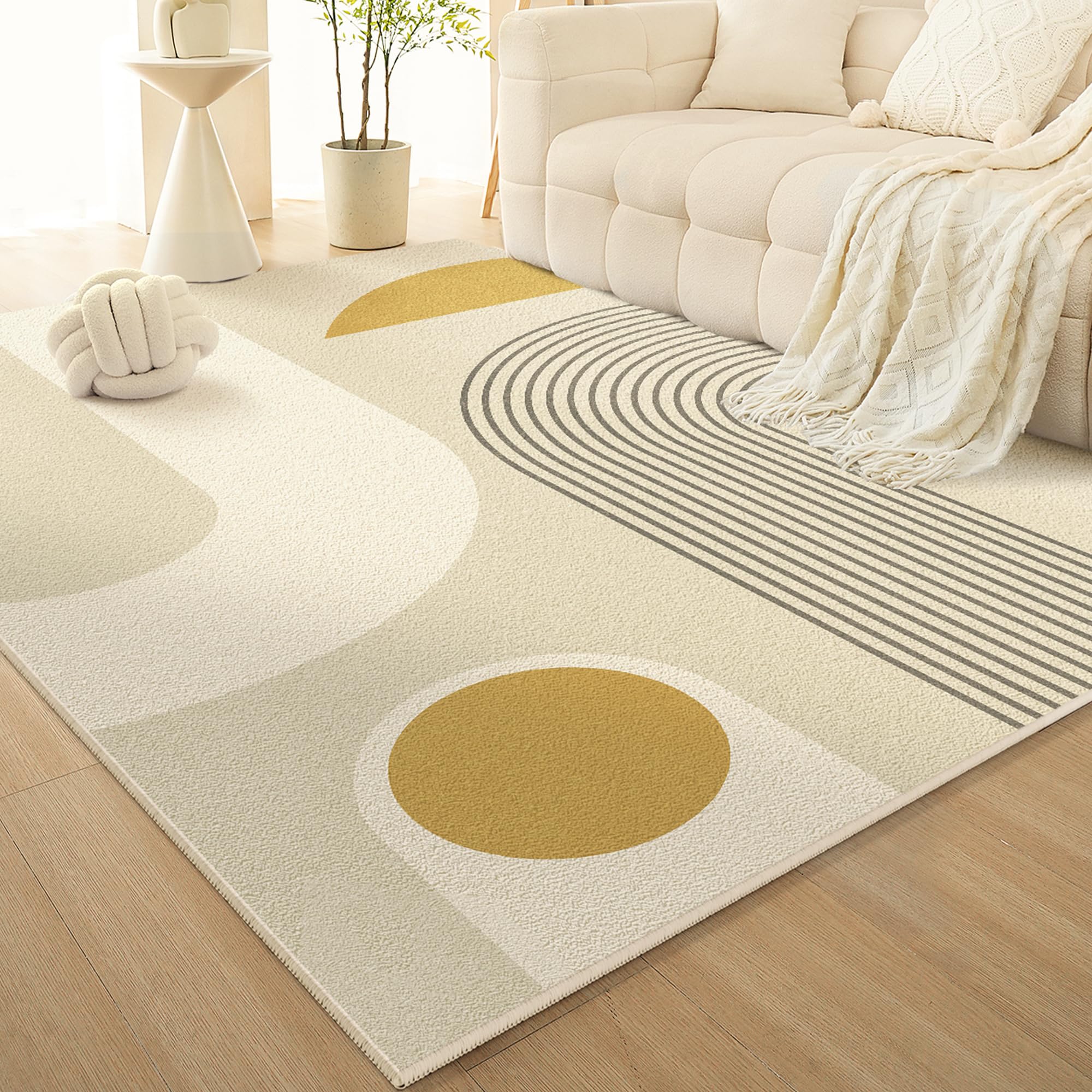 Tapis de salon style crème couverture pour canapé et sol chambre