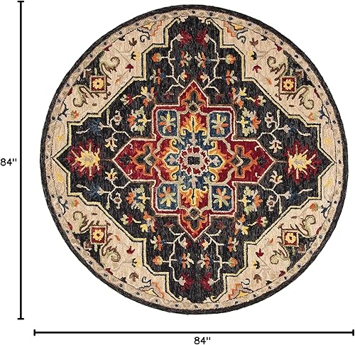 Miniatura 31 de SAFAVIEH Aspen Collection APN511H - Alfombra de lana bohemia hecha a mano de 8 x 10 pies, color carbón y crema