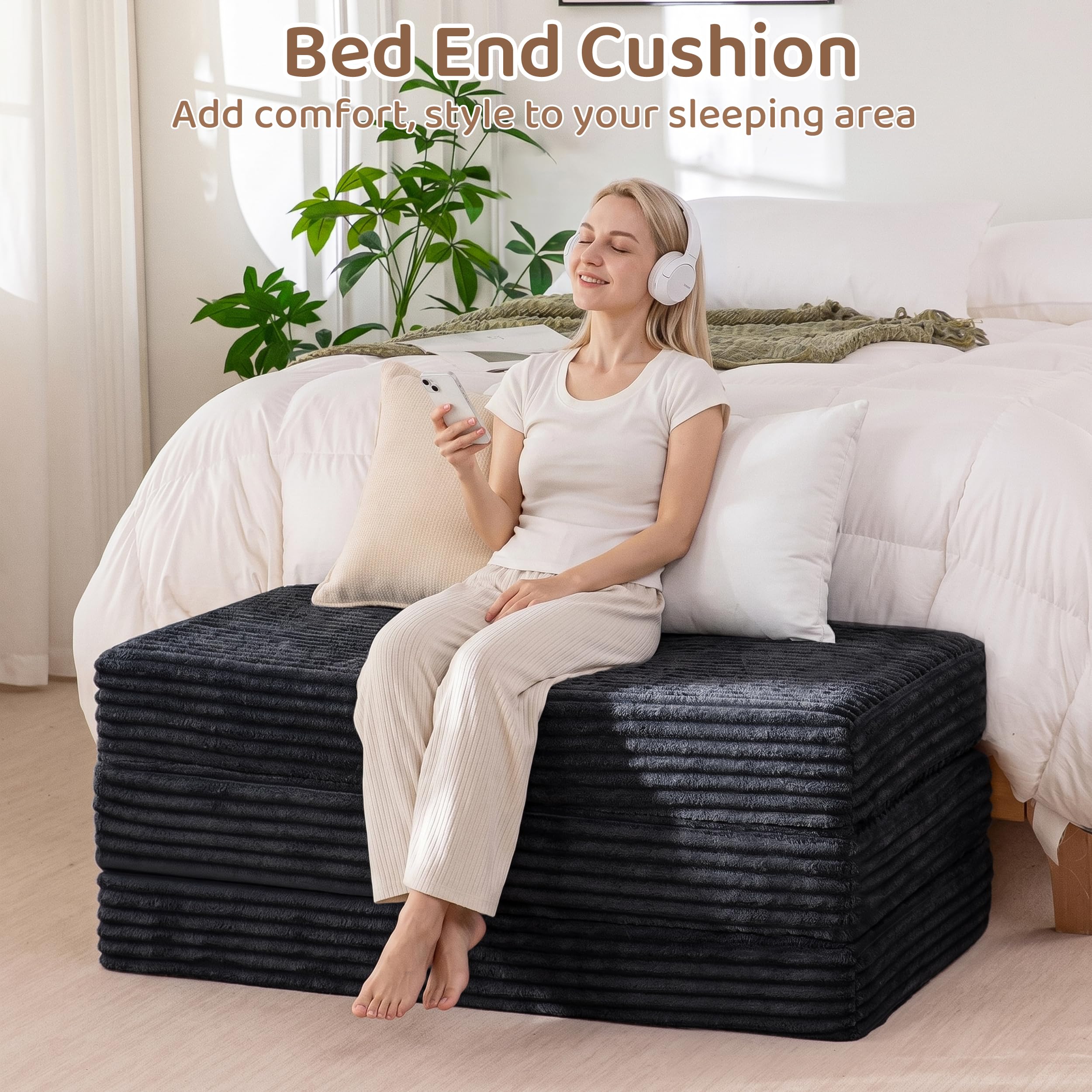Condition photo showing Good Condition for bybyme thick corduroy tri-folding mattress, 6 inch gel folding mattress topper, foldable sofa couch soft guest bed camping pad, with washable covers (black, twin)