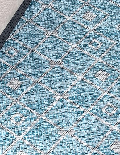 Vista 340 de Unique Loom Alfombra Colección enrejado Marroquí Celosía Transicional Interior y Exterior, Polipropileno Gris carbón/natural