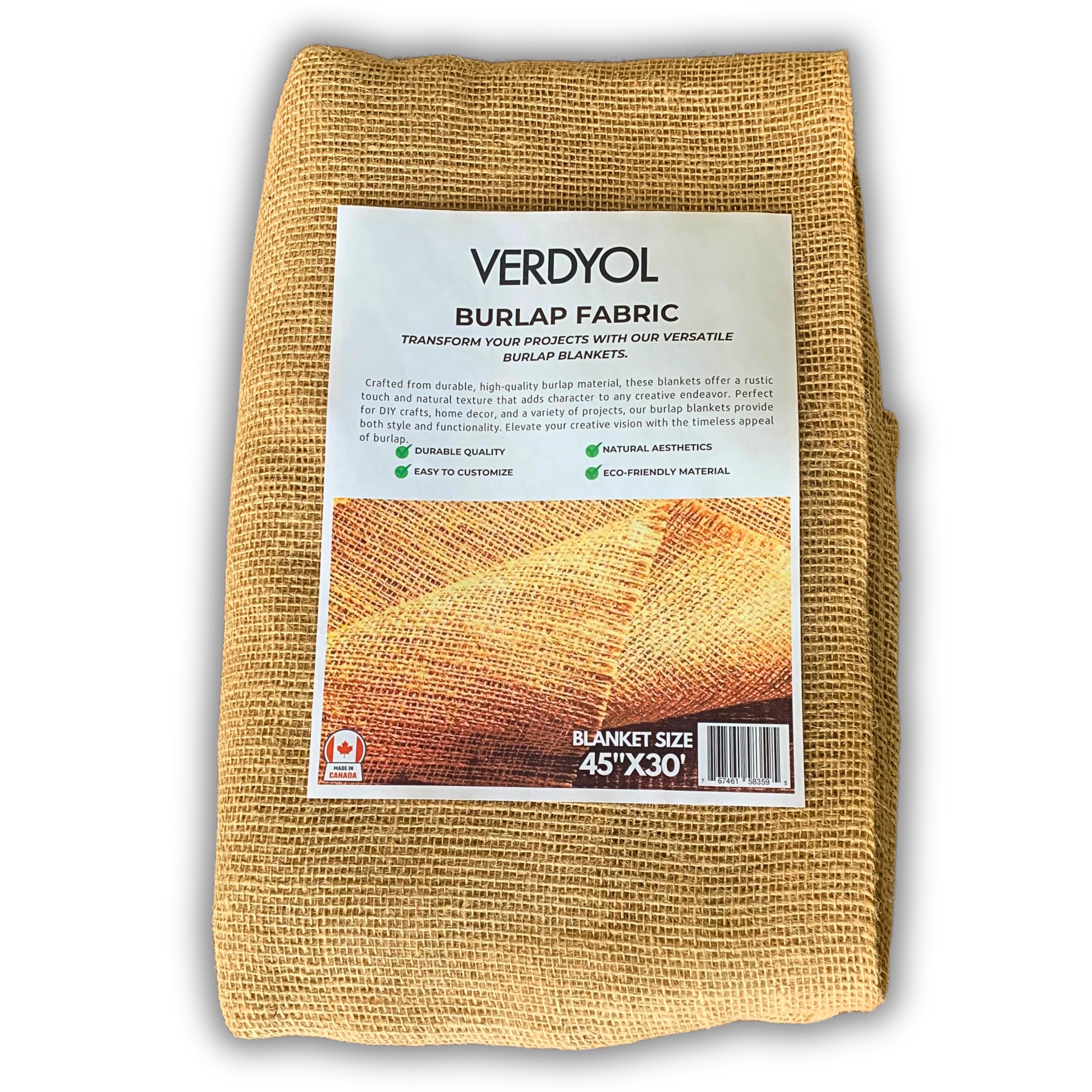 Burlap Fabric 45" x30' | Versatile Burlap Fabric Roll for Plant Cover | Burlap Placemats, Tree Wrap, Sackcloth Projects | Premium Burlap Material and Jute Fabric|Burlap Runner