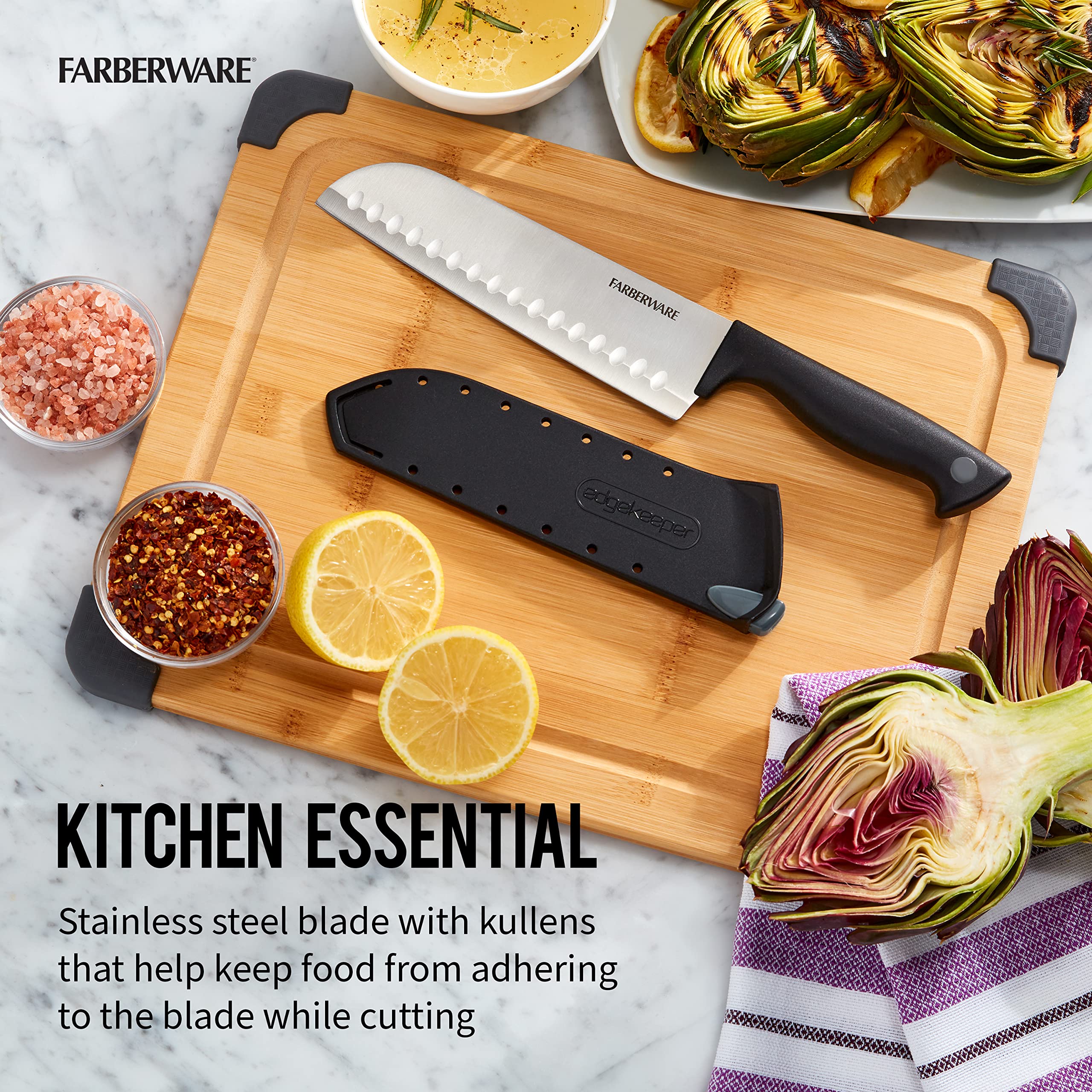 Amazon.com: Farberware Edgekeeper 7-Inch Santoku Knife with
