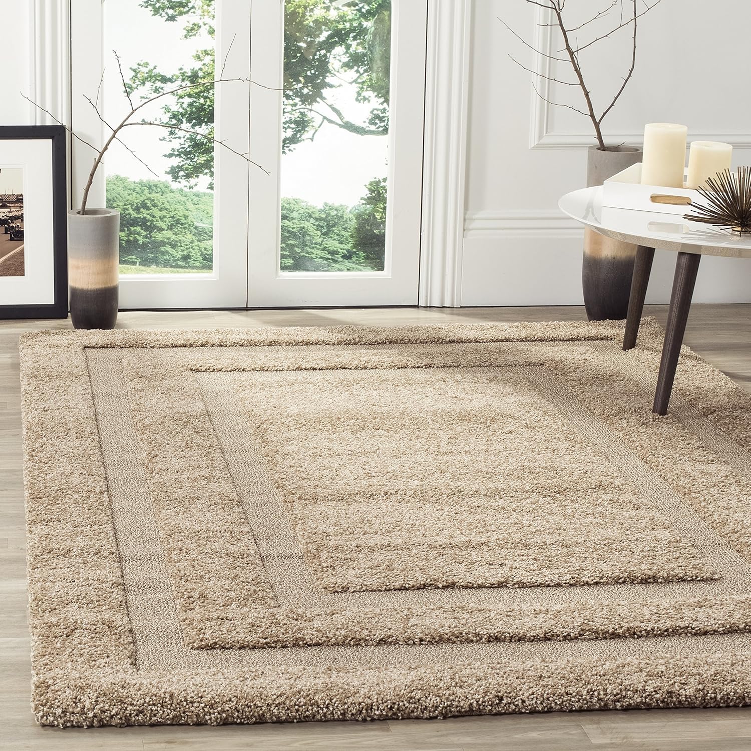 Shaggy Carpet for Living Room 2 X 4 feet Soft Fluffy Area Rugs for Bedroom & Hall Modern Plush Floor Carpet for Home Beige Color-image-27