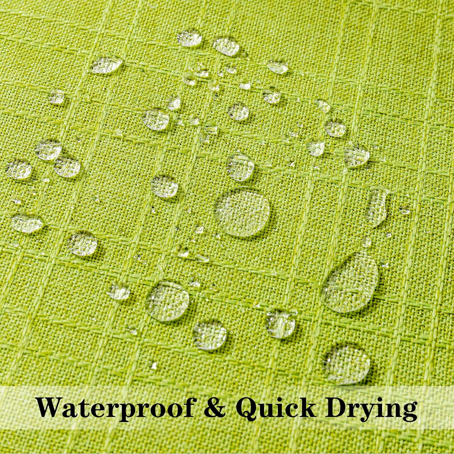 Kevin Textile Pack of 2 Outdoor Waterproof Throw Pillow Covers Spring Decorative Square Outdoor Checkered Pillows Cushion Case Patio Pillows for Couch 12x20 inches 30x50 cm Green - Image 2