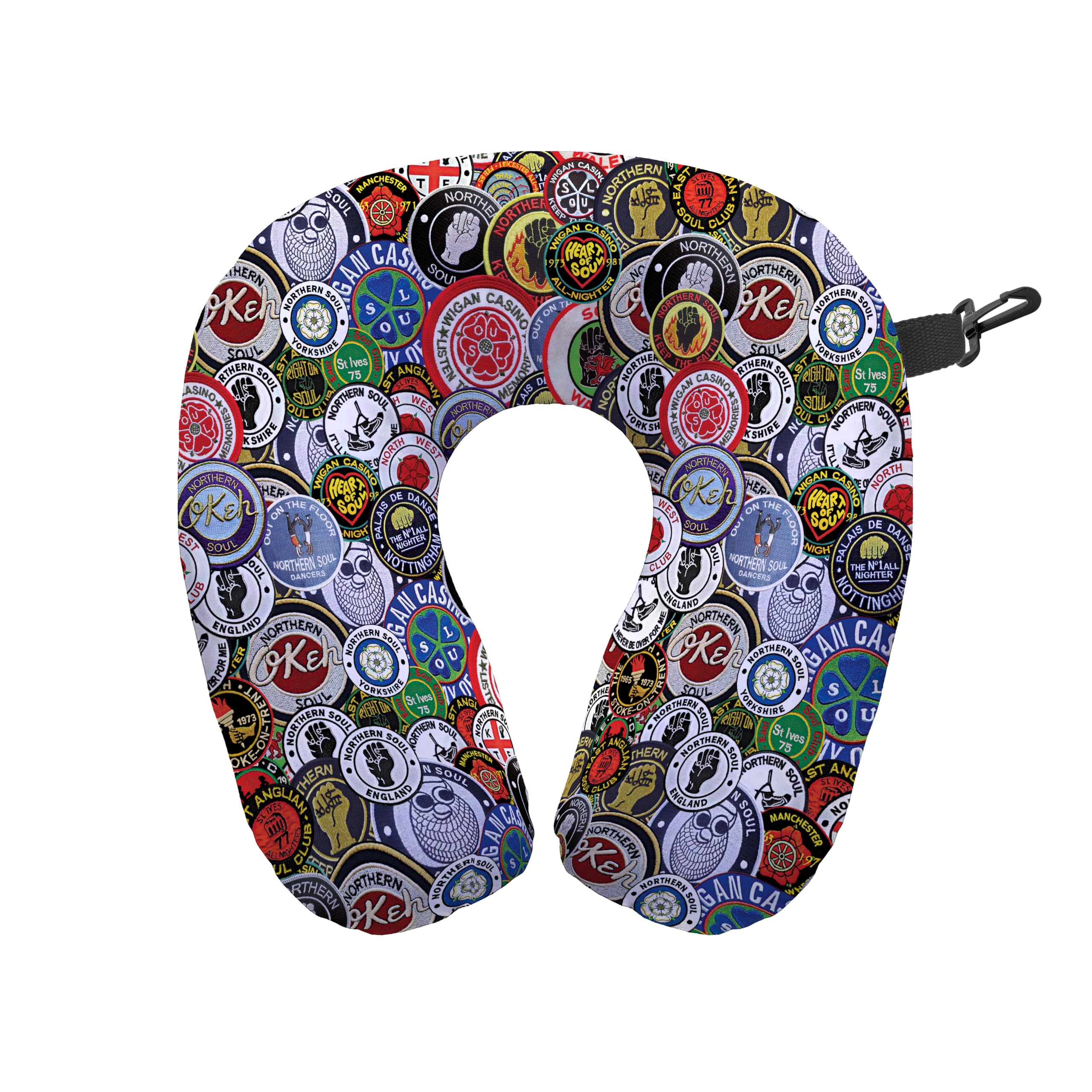 L&S PRINTS FOAM DESIGNS Northern Soul Patches Travel Neck Pillow - Neck Support Cushion