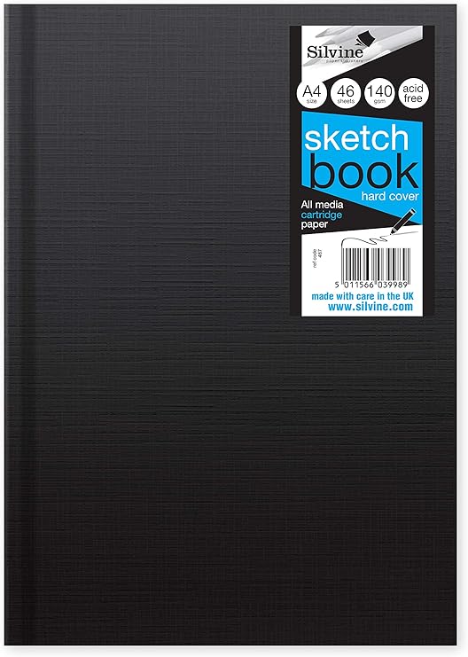 Silvine A4 Portrait Casebound Sketchbook 96 Pages (48 Sheets) 140gsm