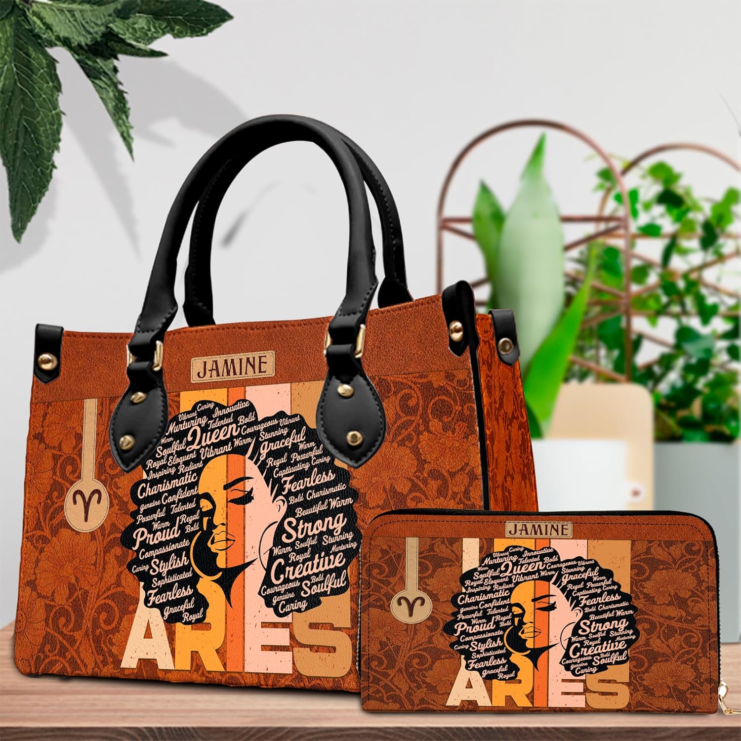 Personalized Zodiac Leather Bag, Zodiac Signs Purse for Women Girls African, Birthday Gifts for Mom Grandma Black Girls