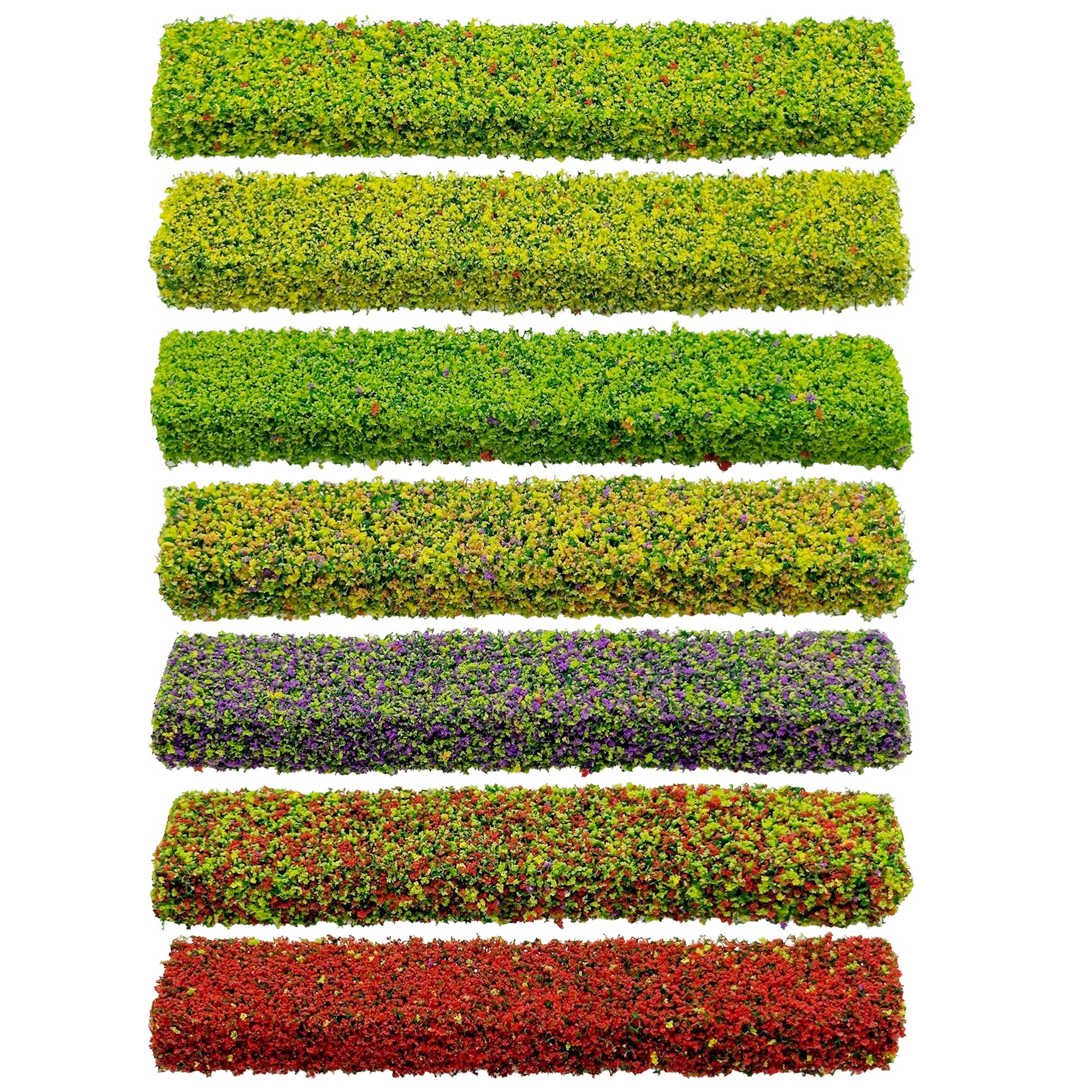 Woohome 7 Color Miniature Shrub Strips Static Grass Tuft Static Shrub Vegetation Groups DIY Miniature Colorful Flower Cluster for DIY Model Train