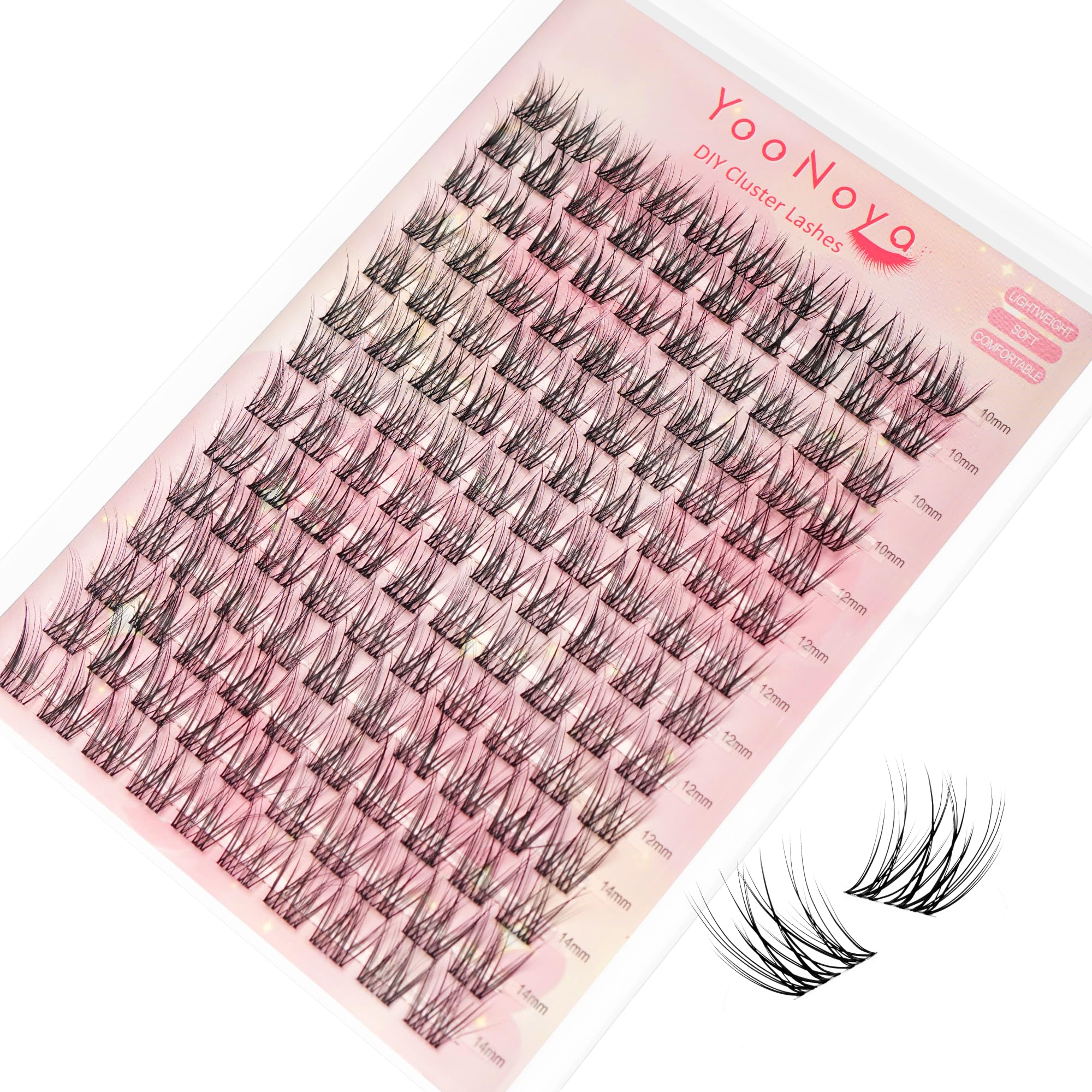 YOONOYA Wimpern Extensions 140 Pcs 10-14mm C Curl Wimpern Cluster DIY Individuelle Lash Clusters Volume Natürliche Lash Extesnion with Transparentes Lashes Band Wimpernverlängerung (QX-10-14mm-Mix)