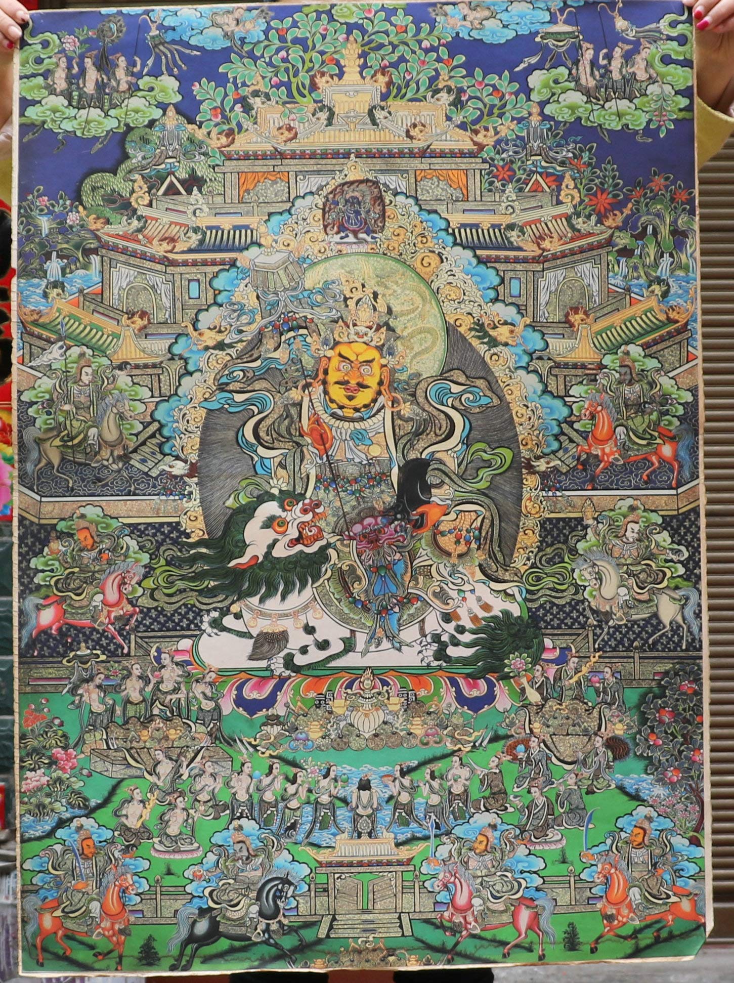 Amazon.co.jp: 36インチ チベット仏教神仏陀&女神ペーパータンカ絵画