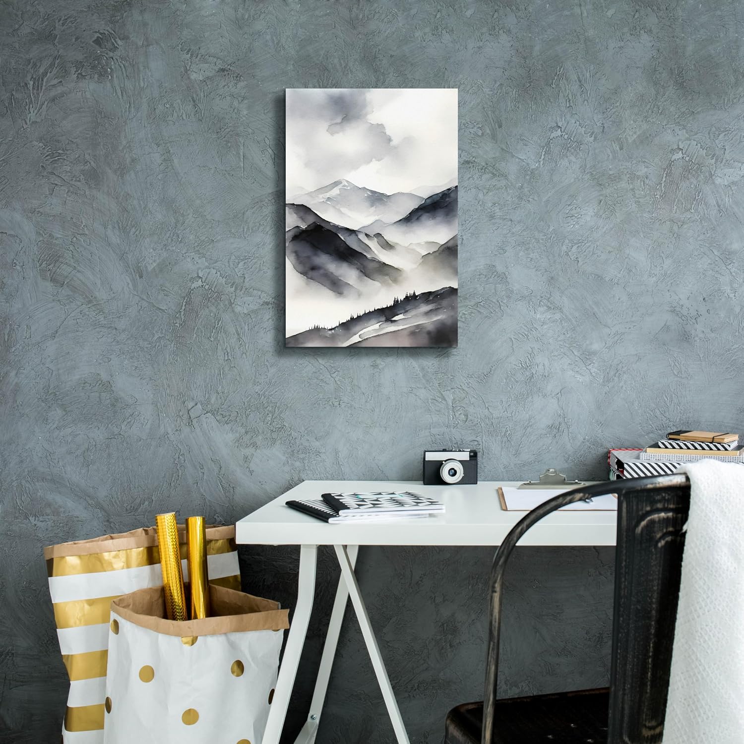 Epic Graffiti 'Black & Beige Landscape 5' by Petals Prints Design, Canvas Wall Art, 12"x18"