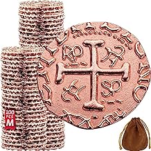Pink Gold Pirate Metal Coins, 100 Pieces Gold Pirate Treasure Chest, Replica Spanish Metal Duplicates for Board Games, Tokens, Cosplay, Pirate Toy Tresor Chest, M Size