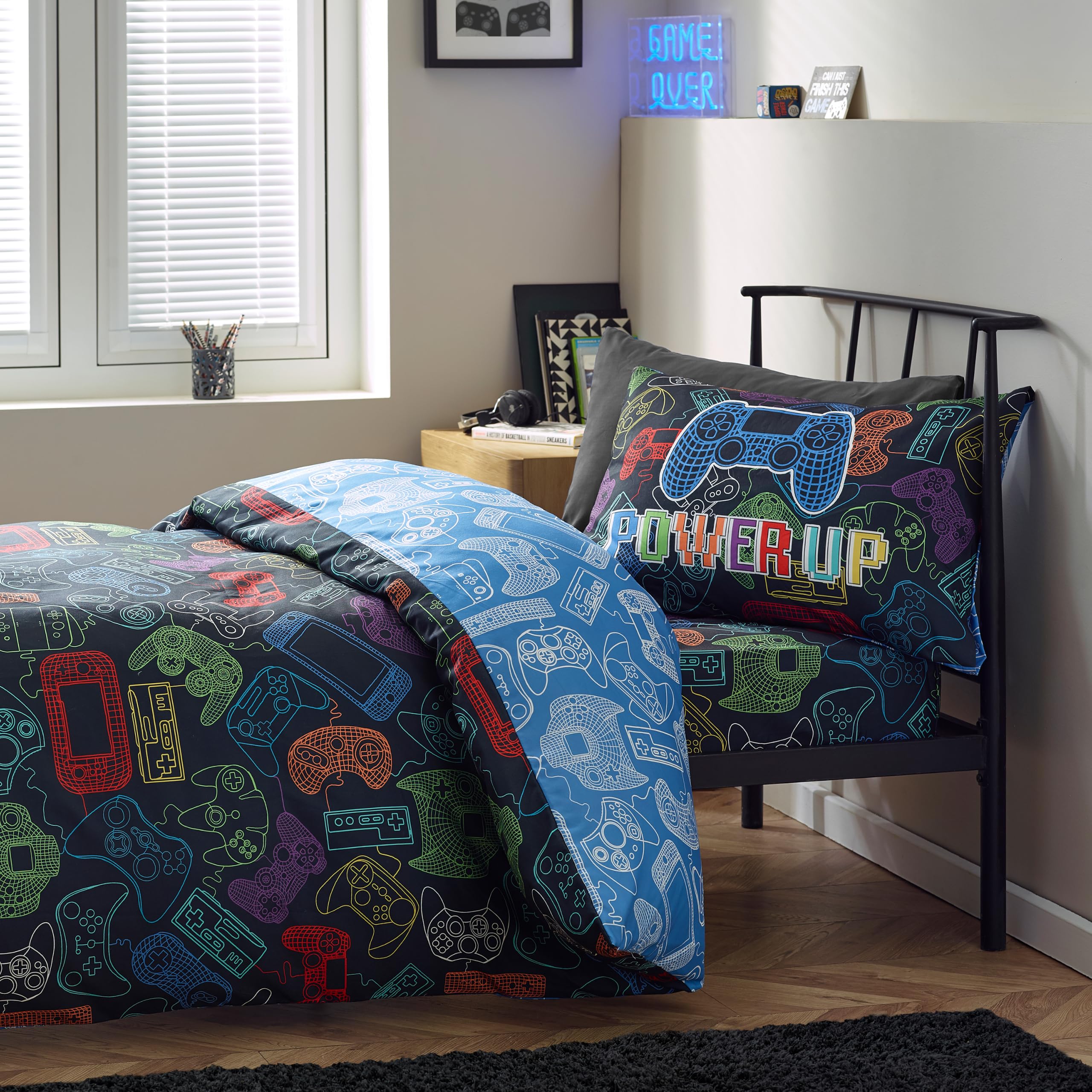 Catherine Lansfield - Power Up Gamer Duvet Cover Set - Single - Black