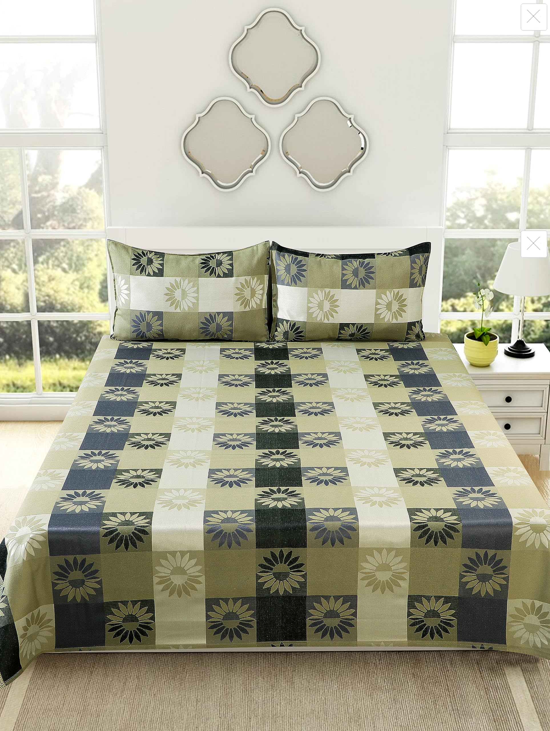 Victor Zegna Luxury Cotton Viscose 250 TC Double Bed Sheet/Bed