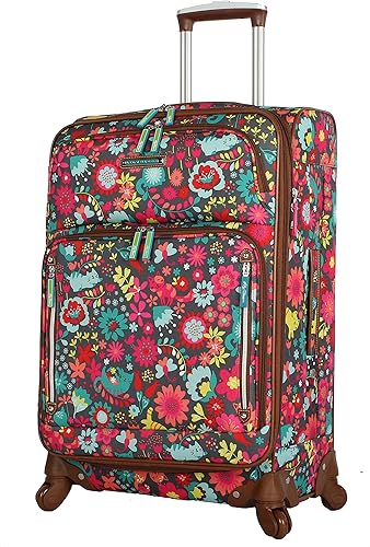 Lily Bloom Maleta expandible con patrón de diseño de 24 pulgadas con ruedas giratorias de 4 ruedas giratorias para mujer, bolsa a cuadros ligera