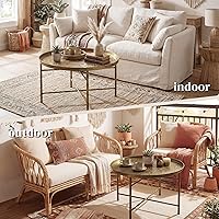 Vista 4 de HOMCOM 24" Round Coffee Table with Hammered Tray Top, Vintage Metal Center Table for Living Room, Bedroom, Side Table, Gold