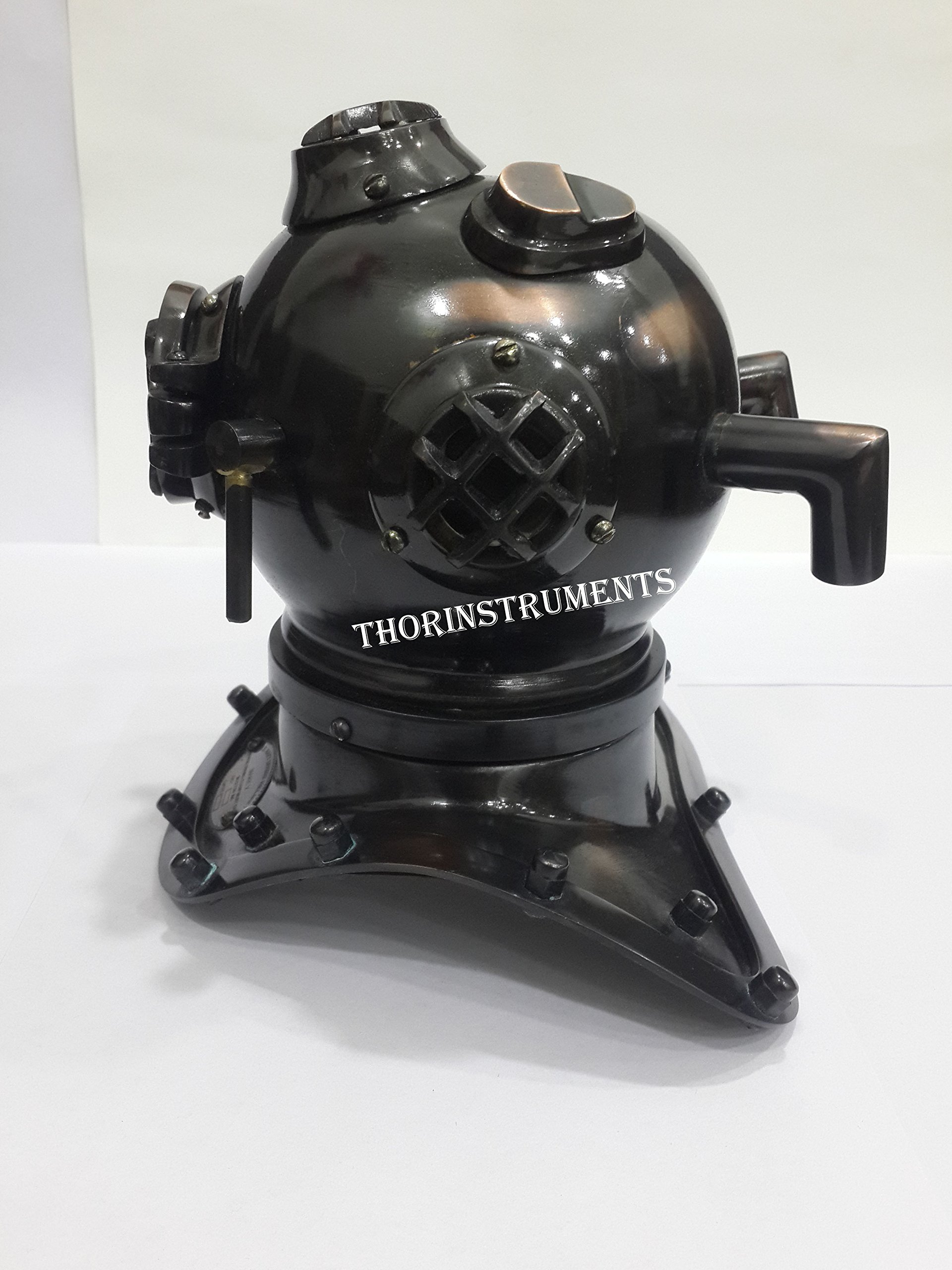 Iron Black & Copper Divers Helmet - Decorative Divers Helmet - Nautical Decorating Rustic Vintage Home Decor Gifts