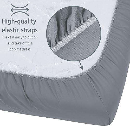 Miniatura 98 de Sábanas de cuna de bebé para niños y niñas, paquete de 2 sábanas ajustables para cuna estándar y colchón de niño pequeño, sábana de microfibra suave