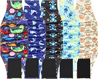 5 Pack Dog Diapers Male Reusable, Premium Belly Bands for Male Dogs, High Absorbing