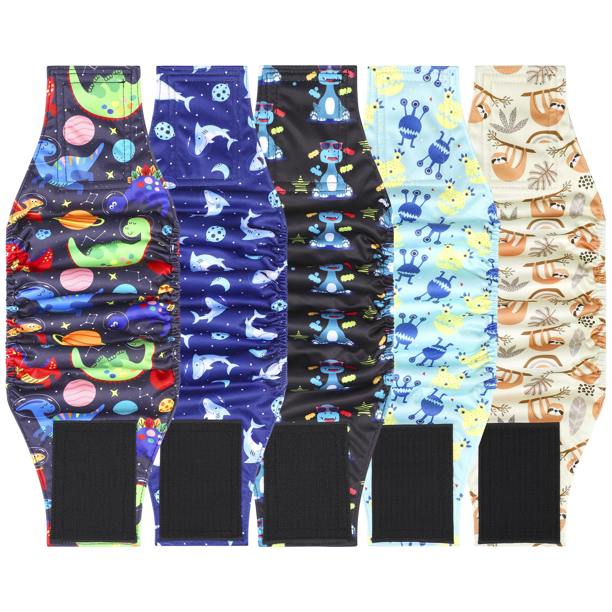 5 Pack Dog Diapers Male Reusable, Premium Belly Bands for Male Dogs, High Absorbing Male Dog Pee Wraps for Doggie in Incontinence or Excitable