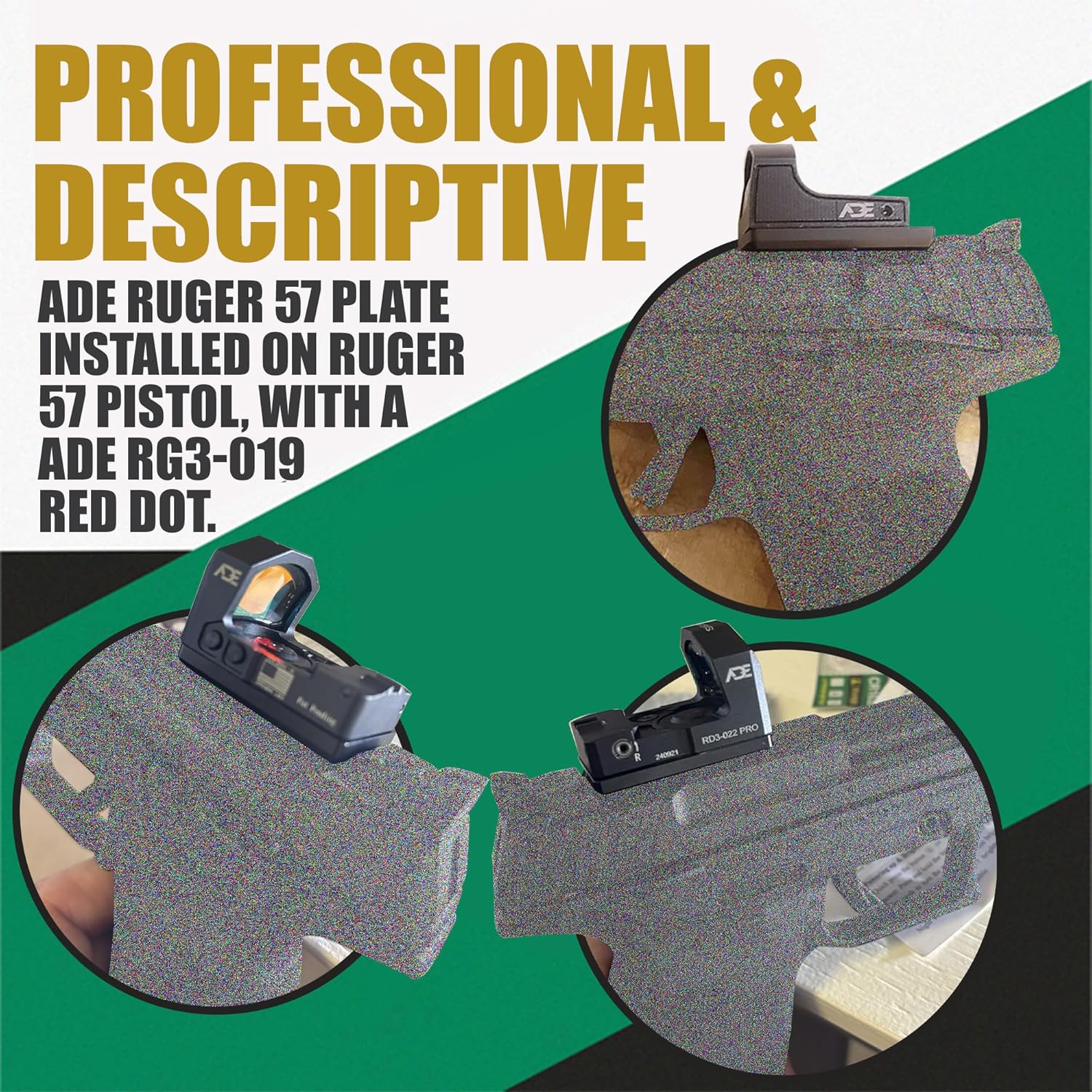 ADE Optic Mounting Plate for Ruger 57 / Ruger 5.7 Pistol - Compatible with Trijicon RMR/SRO, RD3-019 Stingray, RD3-022 Artemis,RD3-019 Stingray,RD3-020 Raptor,RD3-023,Holosun 407C,507C,508T Red Dot