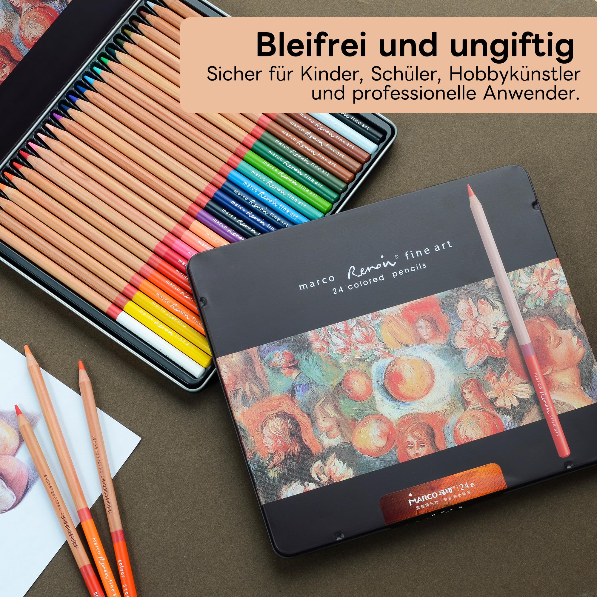 Marco Crayons de couleur pour adultes à colorier - Crayons en bois, crayons de couleur haut de gamme pour les étudiants en art et les professionnels, cadeau dans une boîte en fer - 3100 crayons de