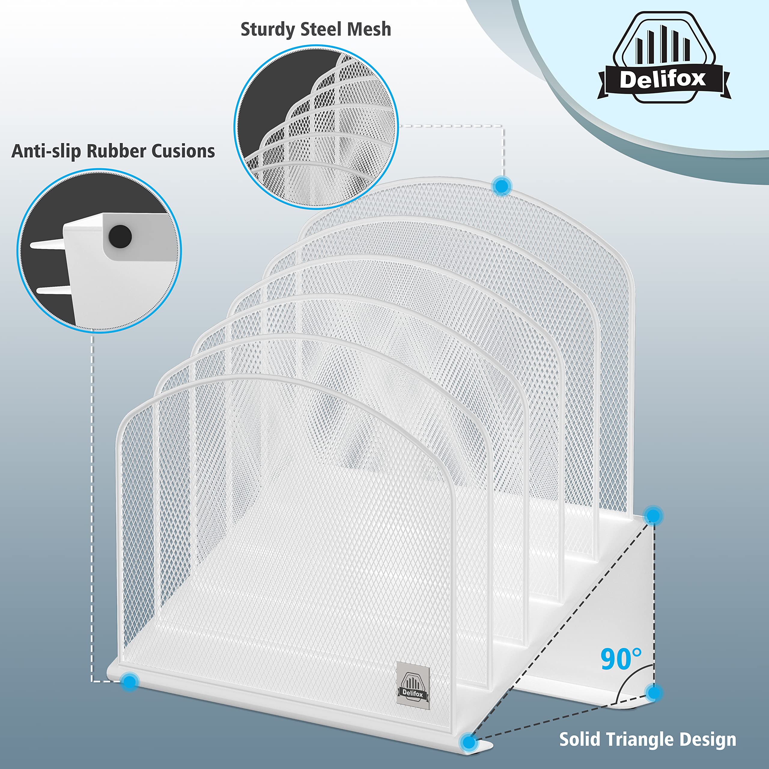 Snapklik.com : Delifox Inclined Desk File Organizer, 5-Section Vertical ...
