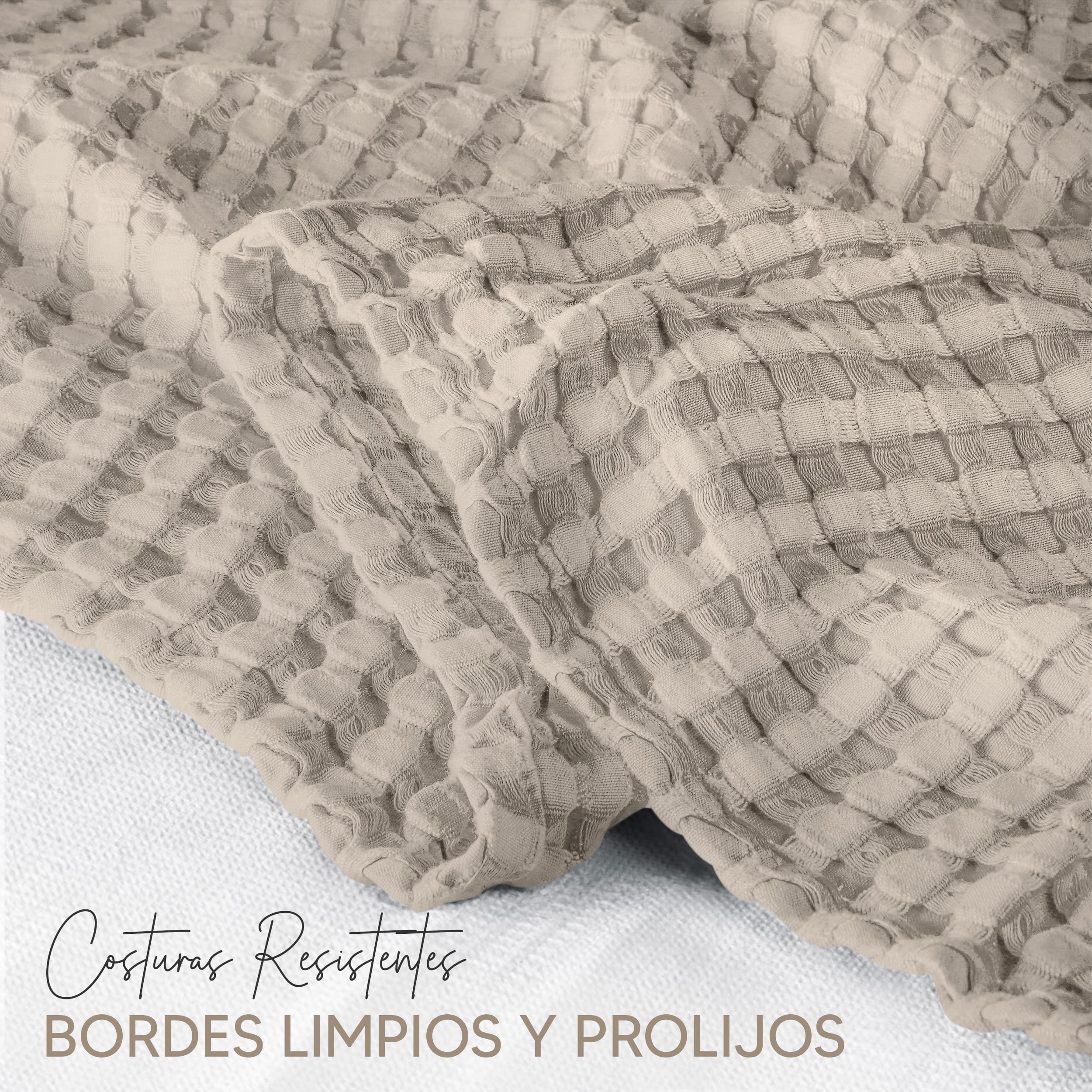 Utopia Bedding Manta Tipo Gofre De Algodón De 300 gsm (Caqui - 228x182 cm), Edredón Suave, Ligero Y Transpirable para Todas Las Estaciones