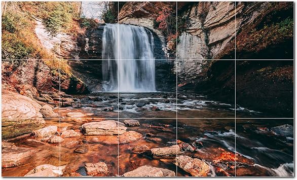 Waterfalls Ceramic Tile Wall Mural AMZ501109-53XL. 60" W x 36" H Using 15 12" x 12" Ceramic Tiles