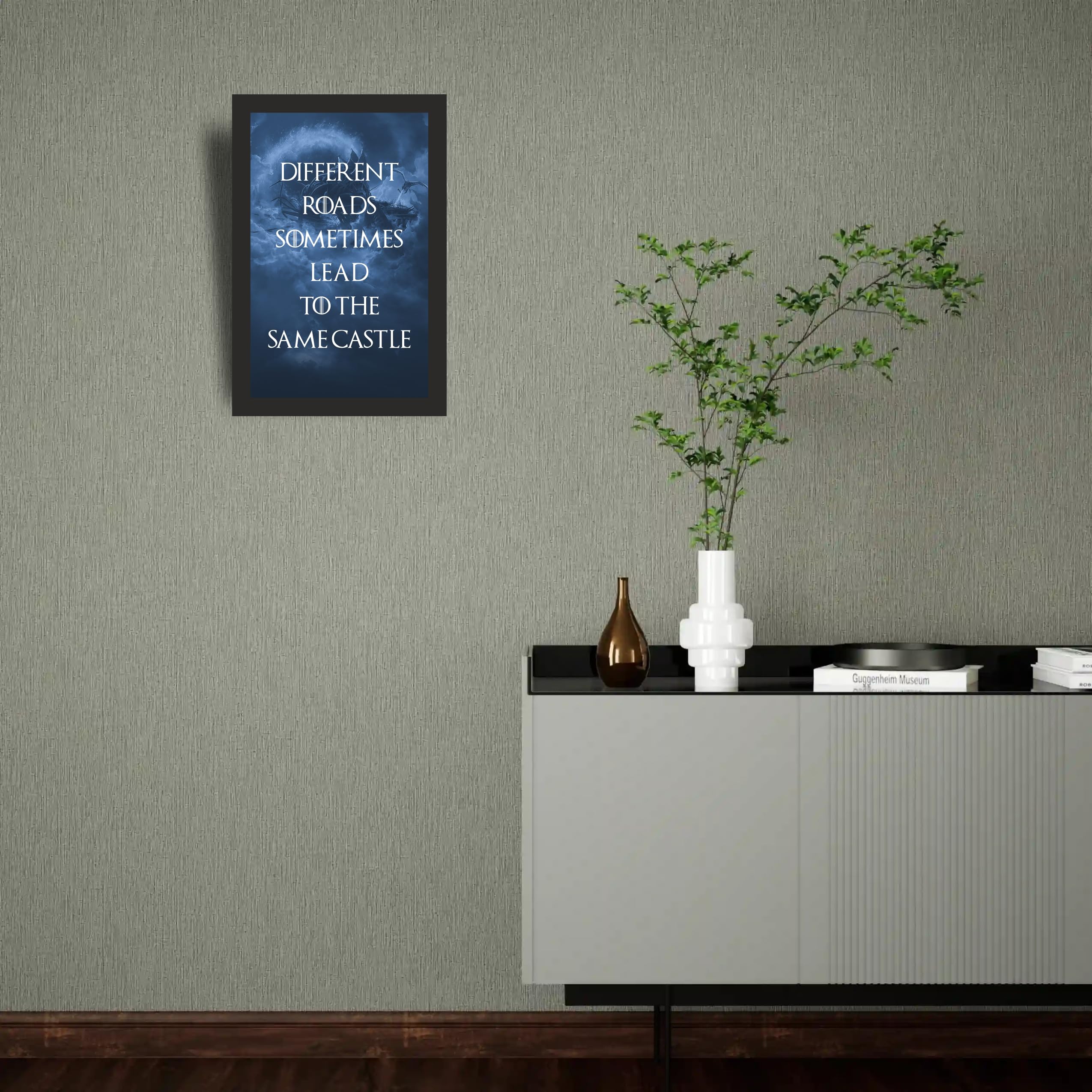Different Roads Same Castle Wall Art Photo Frame A4 Black