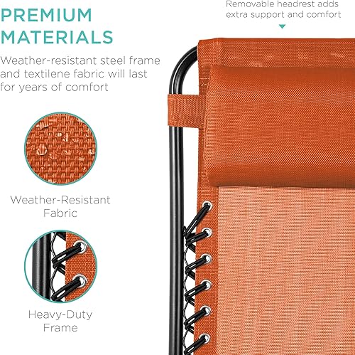 Miniatura 184 de Best Choice Products Juego de 2 sillas reclinables ajustables de malla de acero con gravedad cero con almohadas y bandejas portavasos, color arena